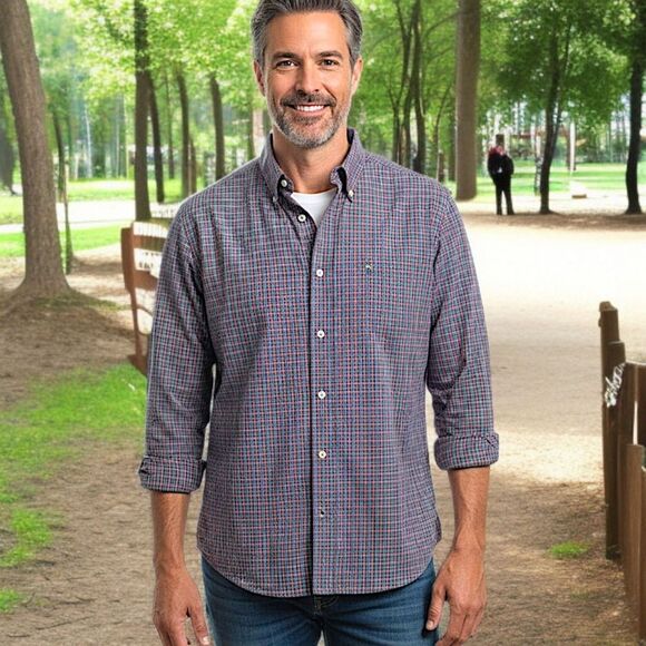 Lacoste Plaid Shirt Mens L 42 Modern Fit Long Sleeve Cotton Preppy Button Down - Picture 12 of 16